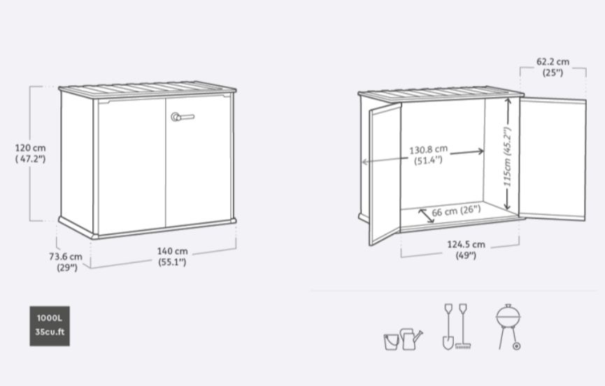 Ящик-шкаф Кортина Белла (Cortina Bella ) 1000 л серый