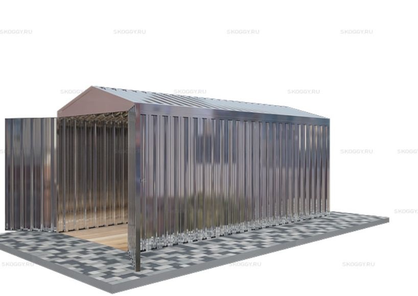 Металлический сарай SKOGGY 5М Стандартный с двускатной крышей и торцевой дверью