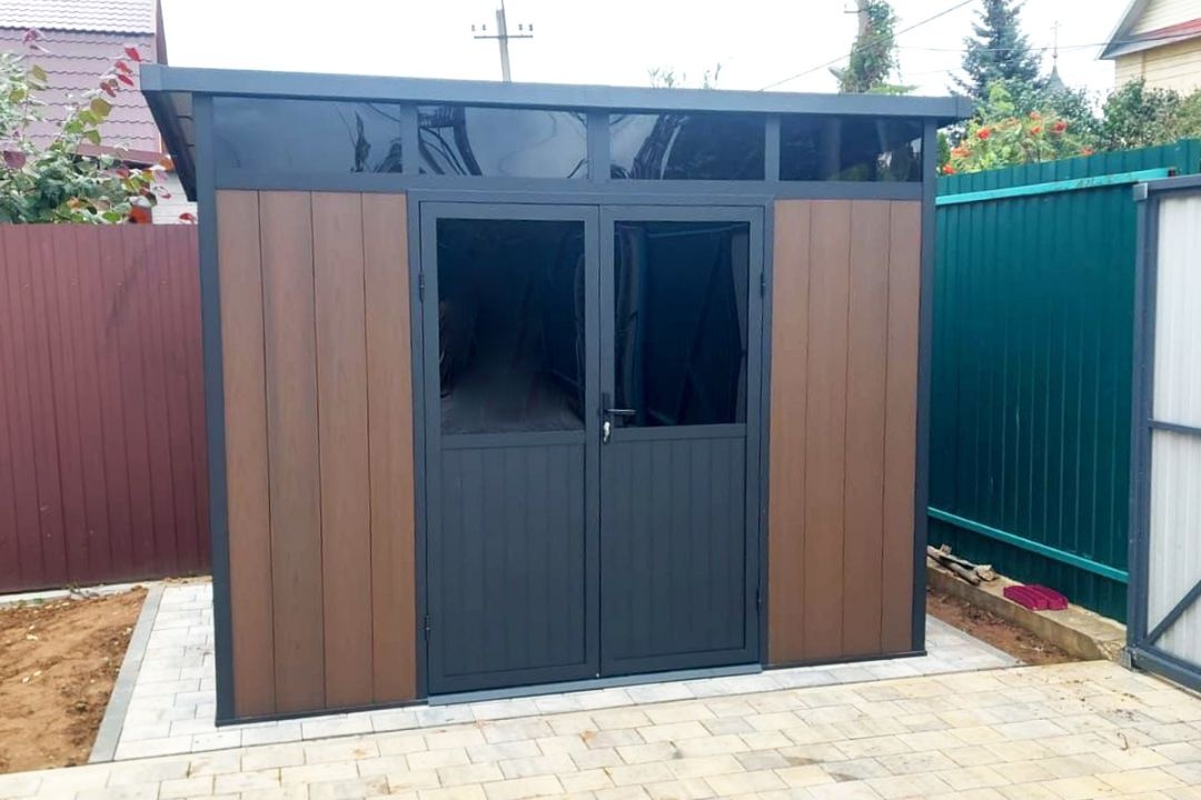 Сарай из ДПК Defender 9х7 (5.95 кв.м)