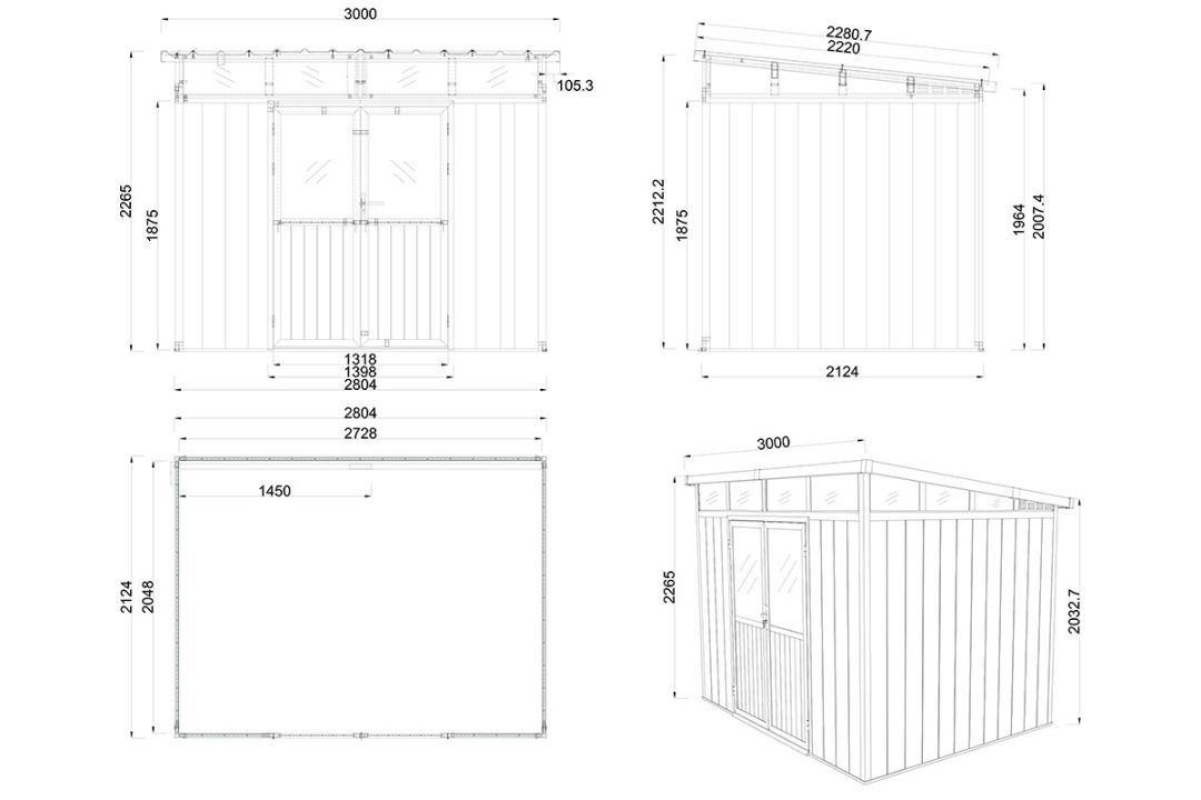 Сарай из ДПК Defender 9х7 (5.95 кв.м)