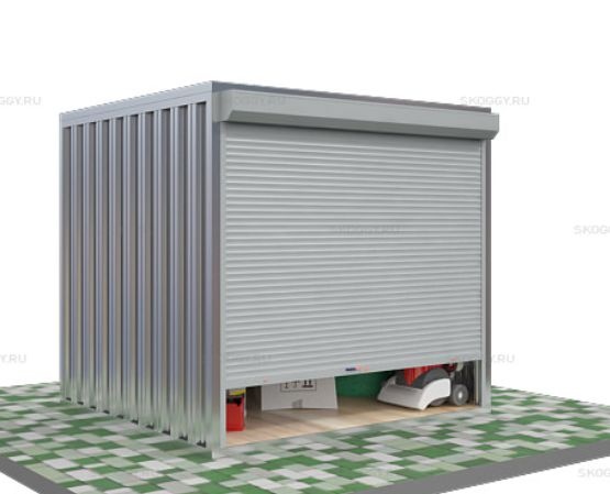 Металлический Гараж с Плоской Крышей и Рольставнями Стандартный SKOGGY 2м