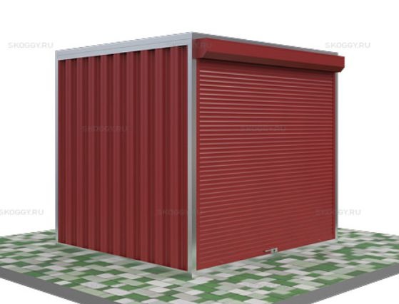 Металлический Гараж с Плоской Крышей и Рольставнями Стандартный SKOGGY 2м