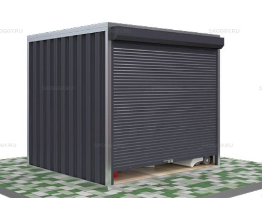 Металлический Гараж с Плоской Крышей и Рольставнями Стандартный SKOGGY 2м