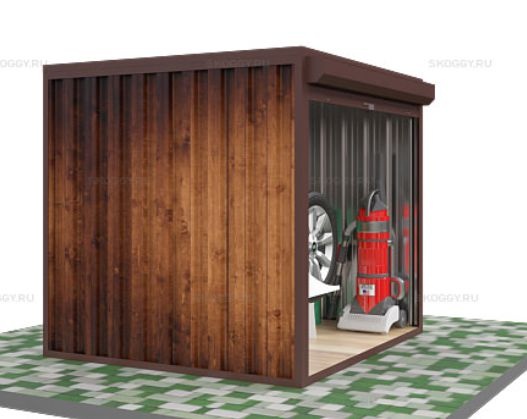 Металлический Гараж с Плоской Крышей и Рольставнями Стандартный SKOGGY 2м