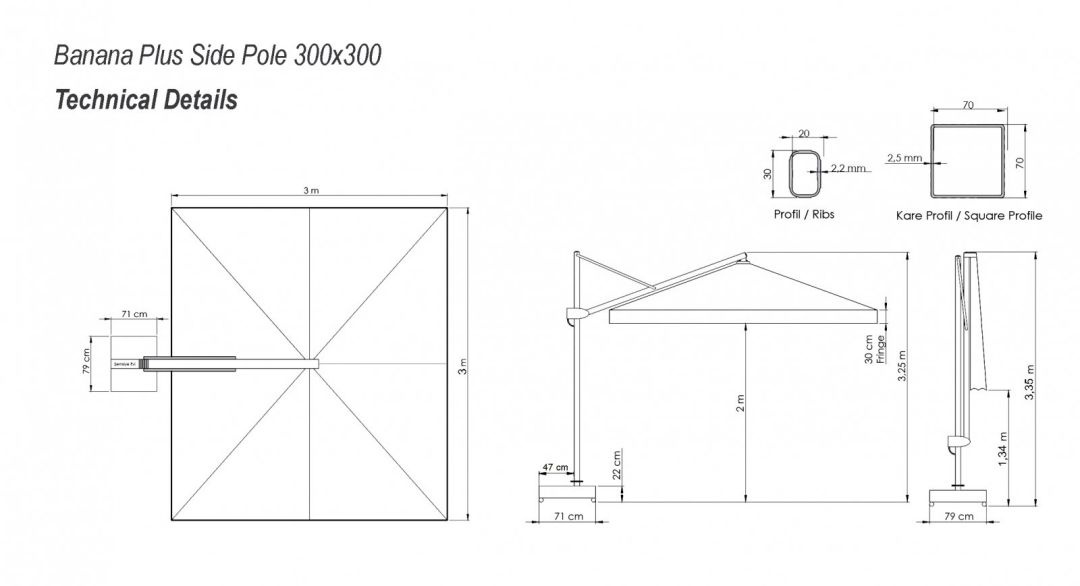 Зонт профессиональный 3х3 м Banana Plus Premier