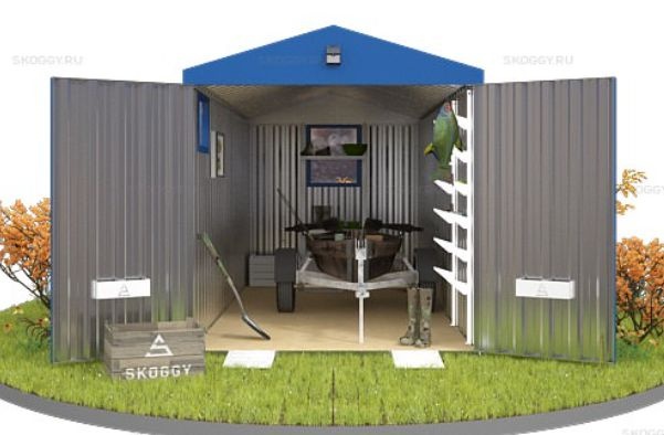 Контейнер для Хранения с Двускатной Крышей и Тремя Окнами SKOGGY 5м