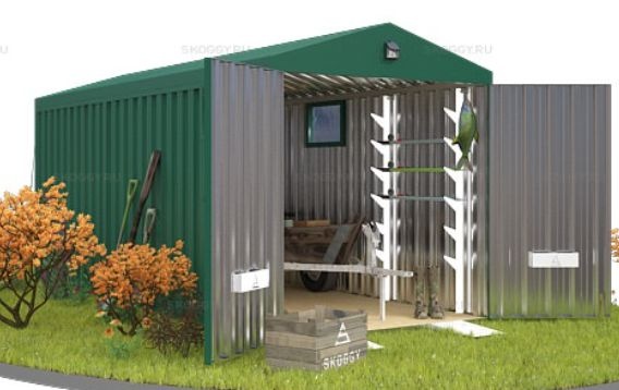 Контейнер для Хранения с Двускатной Крышей и Тремя Окнами SKOGGY 5м