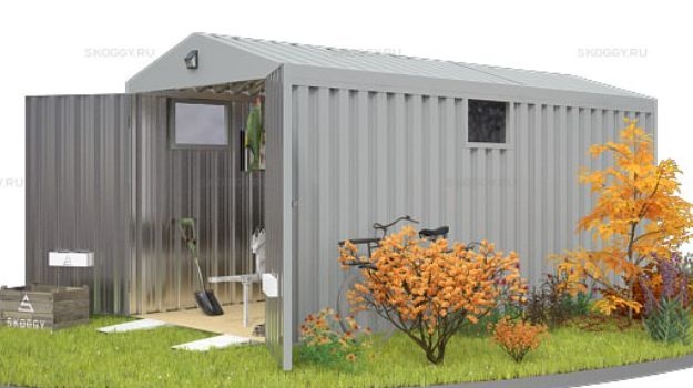 Контейнер для Хранения с Двускатной Крышей и Тремя Окнами SKOGGY 5м