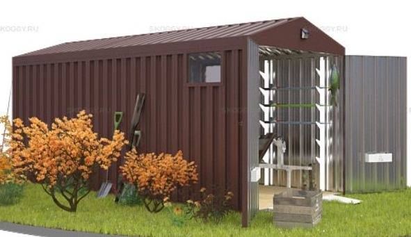 Контейнер для Хранения с Двускатной Крышей и Тремя Окнами SKOGGY 5м