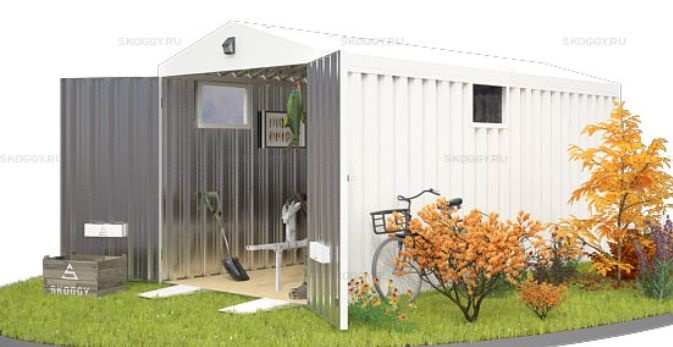 Контейнер для Хранения с Двускатной Крышей и Тремя Окнами SKOGGY 5м