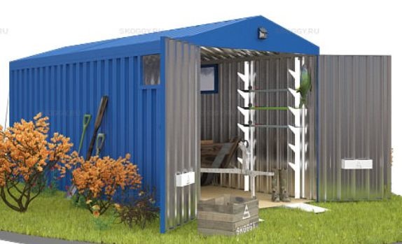 Контейнер для Хранения с Двускатной Крышей и Тремя Окнами SKOGGY 5м