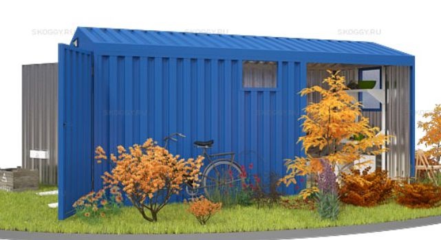 Контейнер для Хранения с Двускатной Крышей и Тремя Окнами SKOGGY 5м