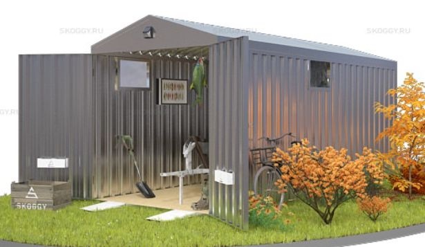 Контейнер для Хранения с Двускатной Крышей и Тремя Окнами SKOGGY 5м
