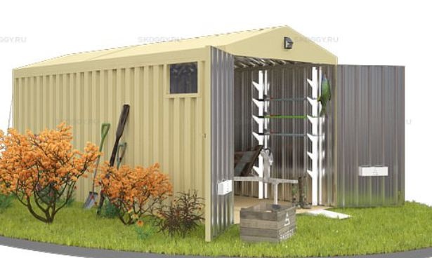 Контейнер для Хранения с Двускатной Крышей и Тремя Окнами SKOGGY 5м