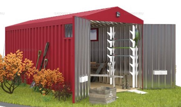 Контейнер для Хранения с Двускатной Крышей и Тремя Окнами SKOGGY 5м