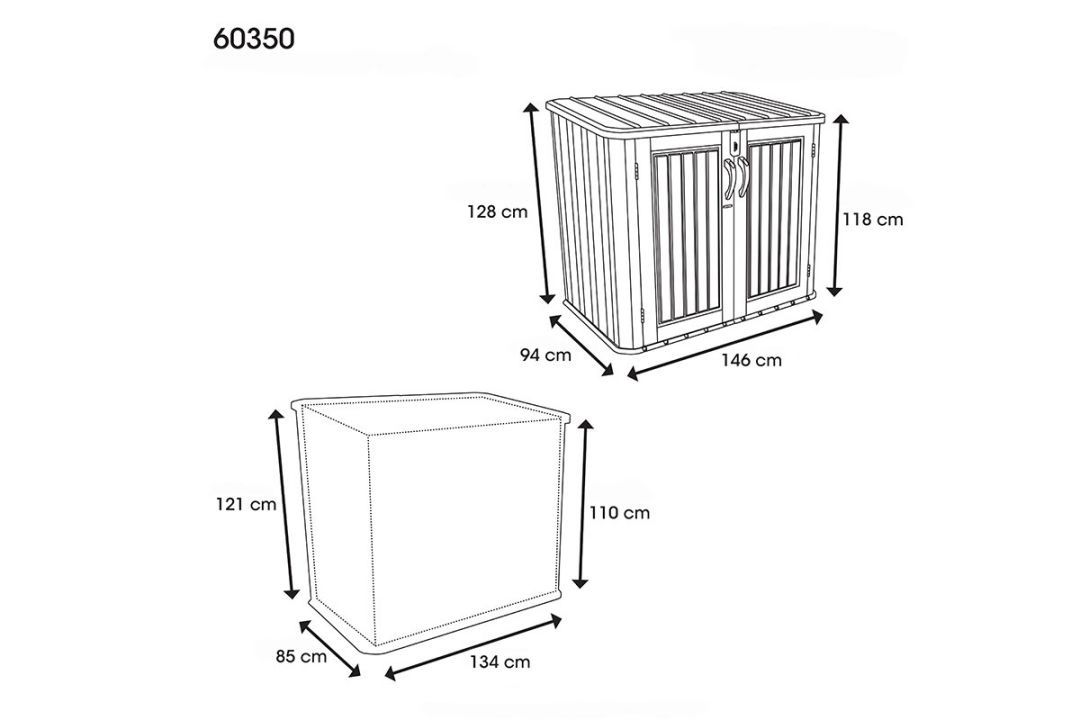 Ящик пластиковый WoodLook, 1380 л серый
