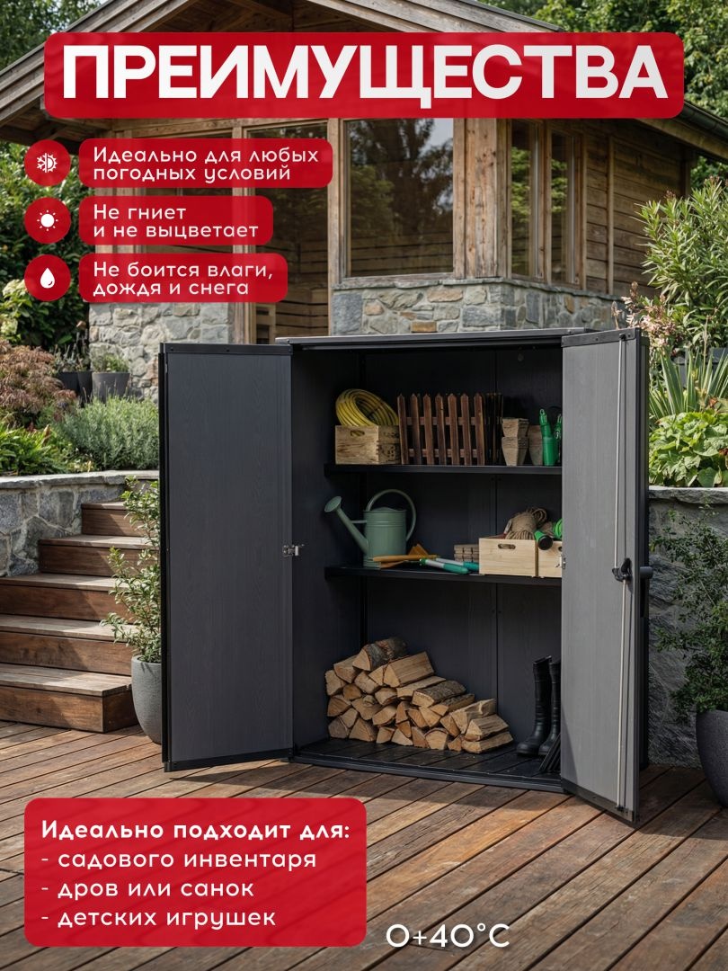 Шкаф Вертикальный (Vertical Shed) 1400 L коричневый венецианский