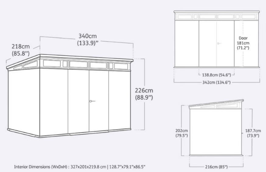 Сарай пластиковый Кортина 2.0 11х7 (342 х 216 см)