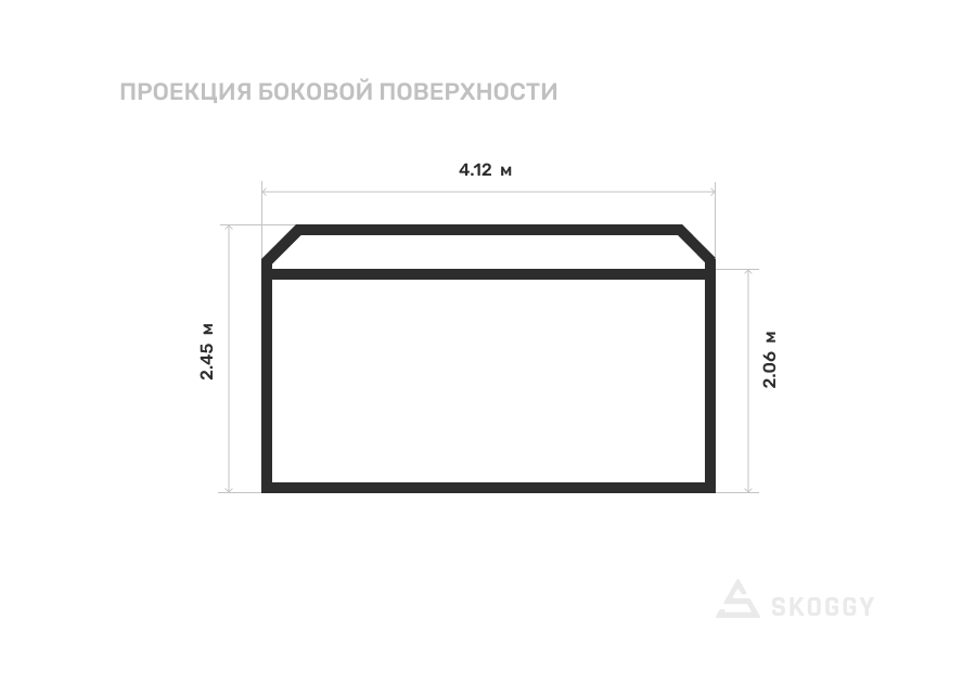 Металлический сарай SKOGGY 4М Стандартный с двускатной крышей и торцевой дверью