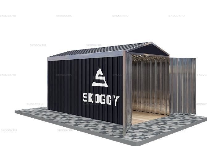 Металлический сарай SKOGGY 4М Стандартный с двускатной крышей и торцевой дверью