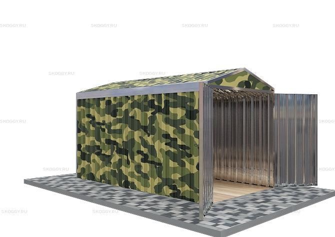 Металлический сарай SKOGGY 4М Стандартный с двускатной крышей и торцевой дверью