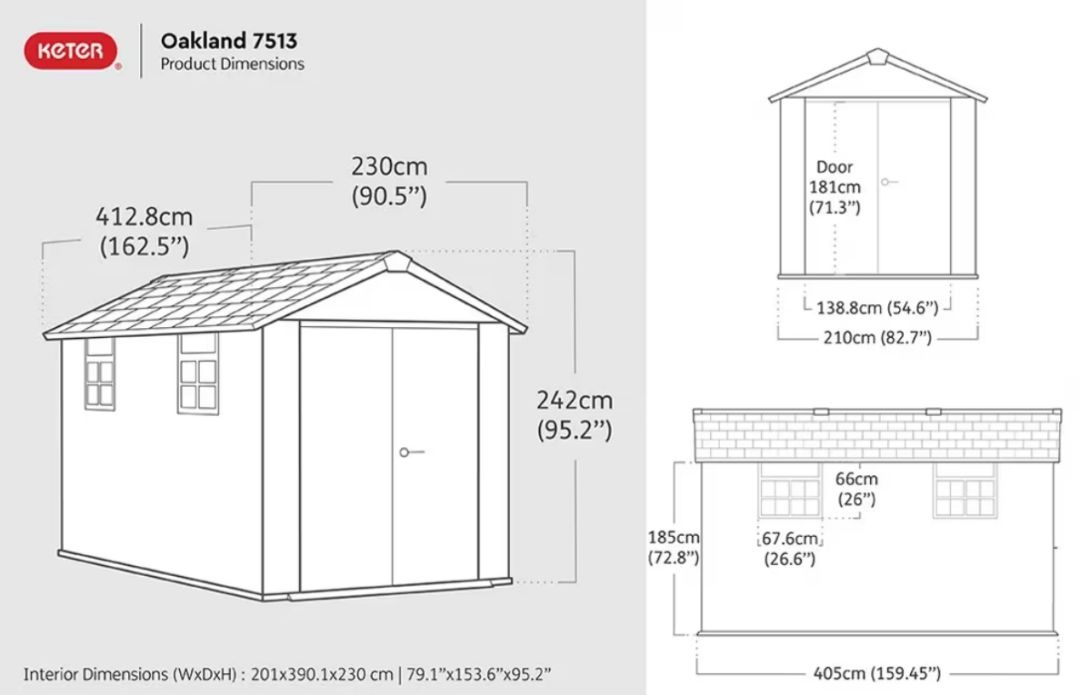 Сарай пластиковый Окланд 7513 размер 210 x 405 см