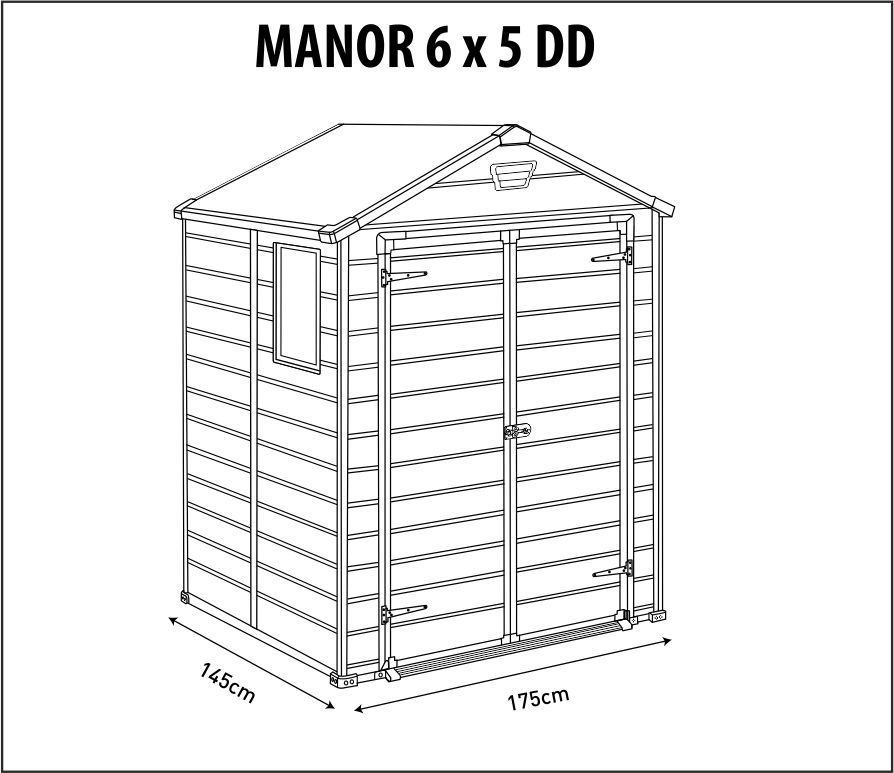 Сарай пластиковый  Манор 6x5 TWF два окна на фасаде