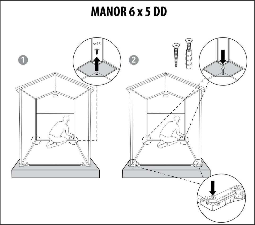 Сарай пластиковый  Манор 6x5 TWF два окна на фасаде