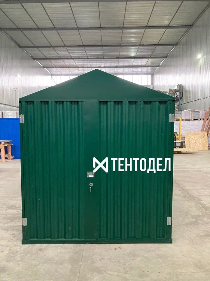 Металлический сарай SKOGGY 5М Стандартный с двускатной крышей и торцевой дверью