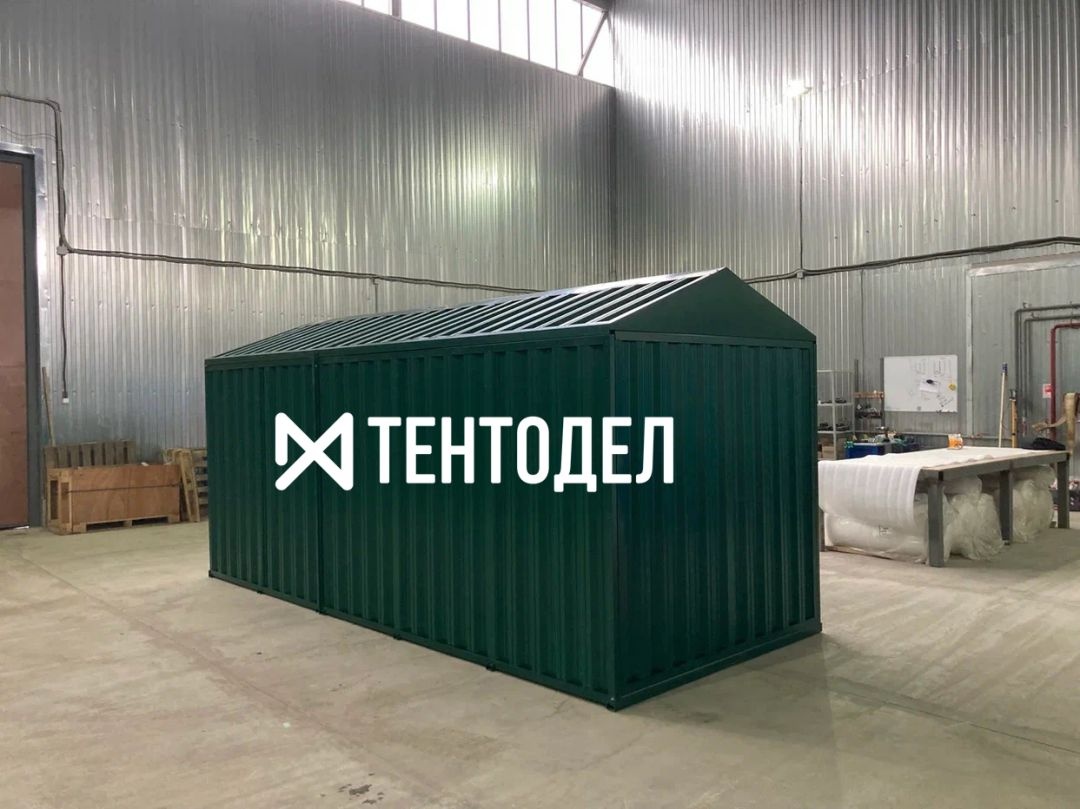 Металлический сарай SKOGGY 5М Стандартный с двускатной крышей и торцевой дверью