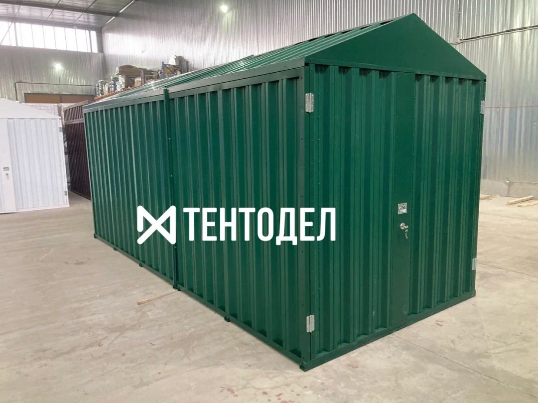 Металлический сарай SKOGGY 5М Стандартный с двускатной крышей и торцевой дверью