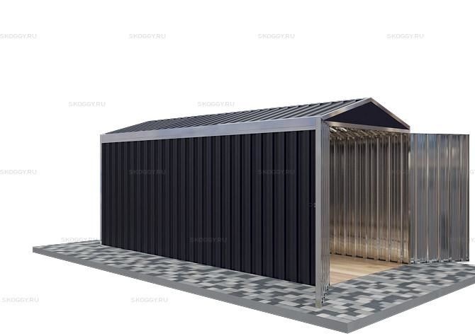 Металлический сарай SKOGGY 5М Стандартный с двускатной крышей и торцевой дверью