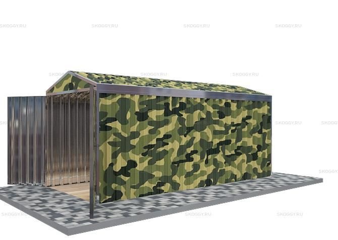 Металлический сарай SKOGGY 5М Стандартный с двускатной крышей и торцевой дверью