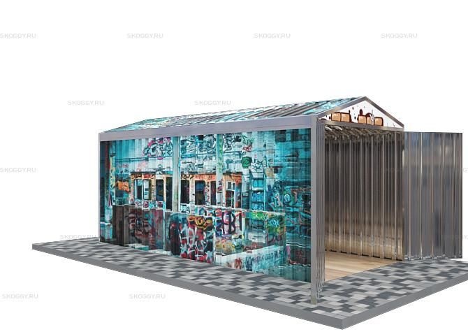 Металлический сарай SKOGGY 5М Стандартный с двускатной крышей и торцевой дверью