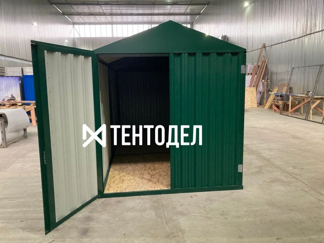 Металлический сарай SKOGGY 5М Стандартный с двускатной крышей и торцевой дверью