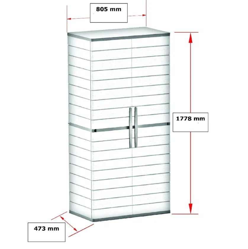 Пластиковый садовый шкаф с четырьмя полками Duramax 001DW