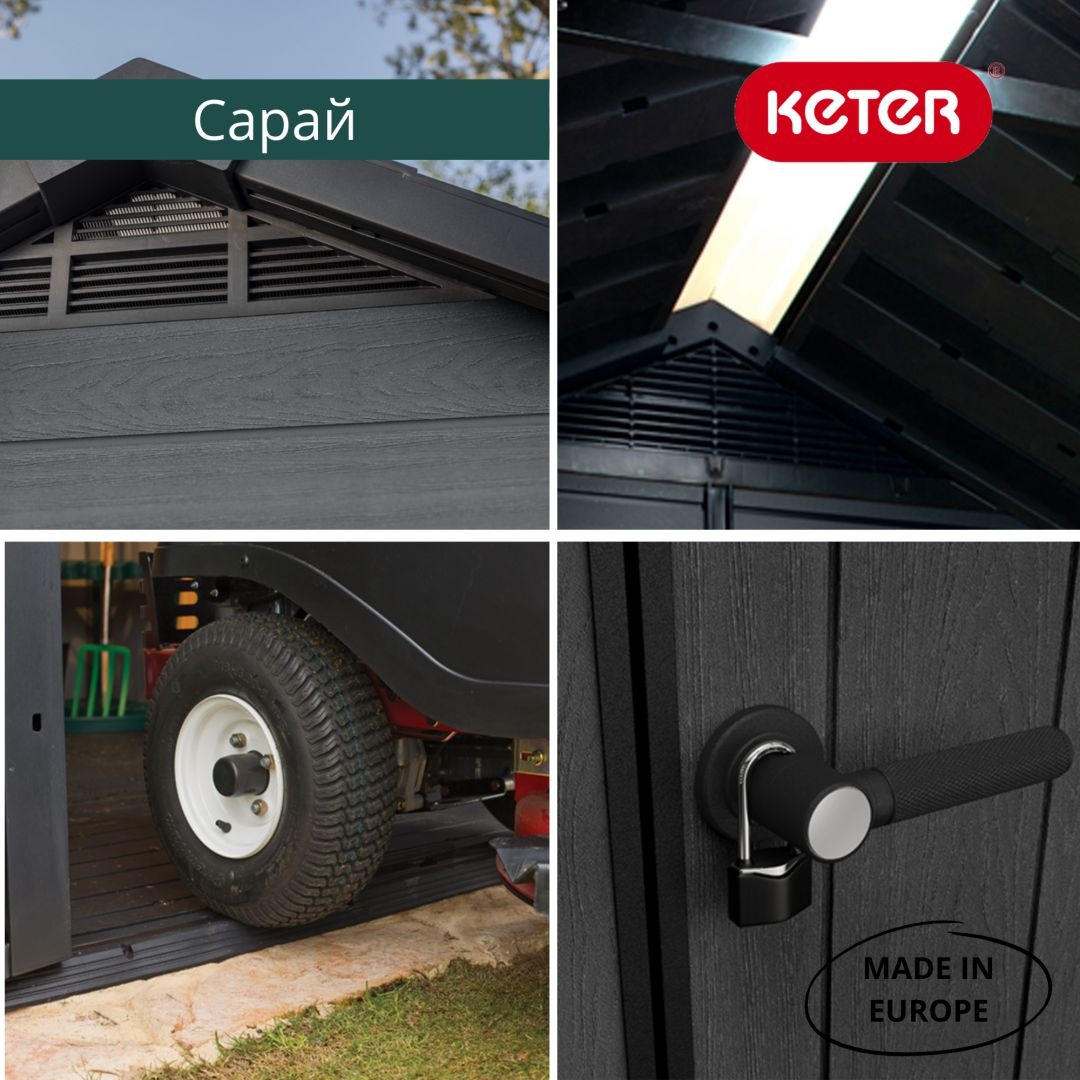 Сарай-хозблок для дачи из ДПК Keter Newton 757 серый