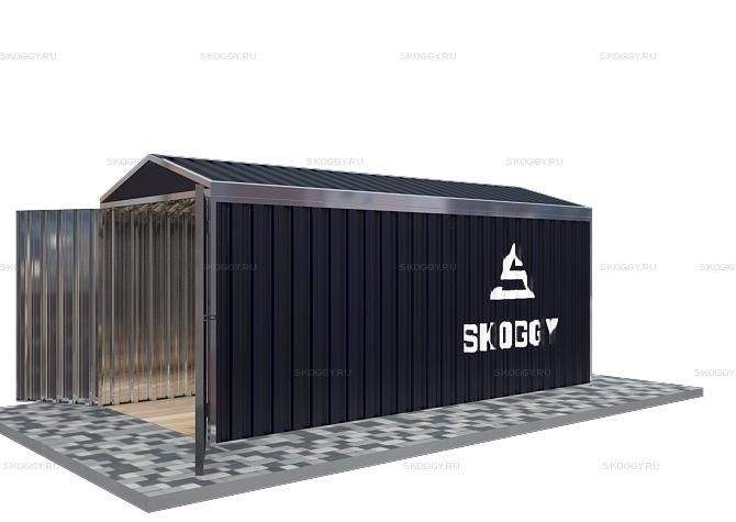 Металлический сарай SKOGGY 5М Стандартный с двускатной крышей и торцевой дверью