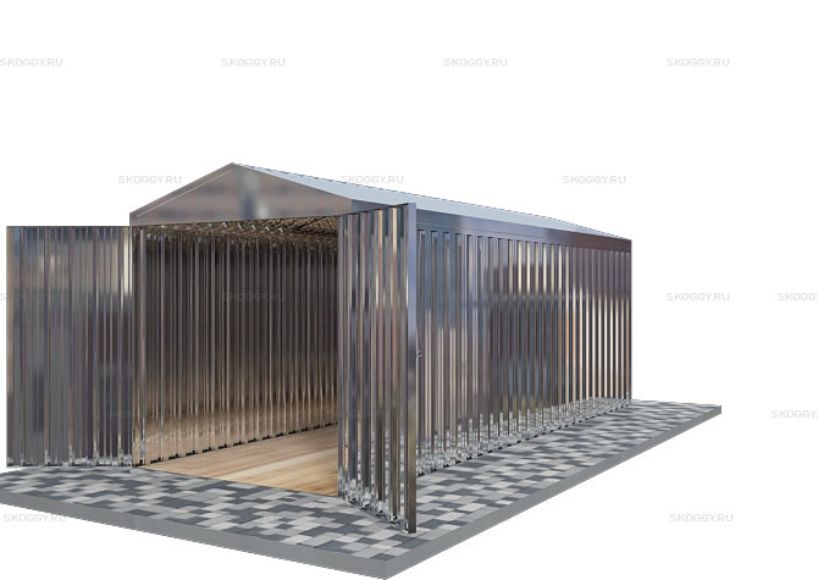 Металлический сарай SKOGGY 6М Стандартный с двускатной крышей и торцевой дверью