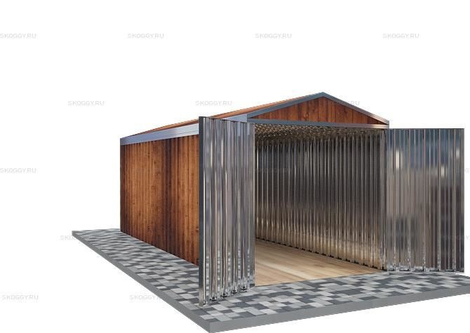 Металлический сарай SKOGGY 6М Стандартный с двускатной крышей и торцевой дверью