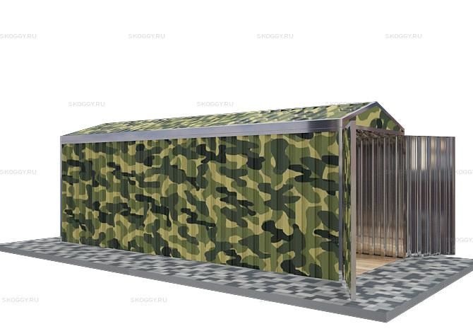 Металлический сарай SKOGGY 6М Стандартный с двускатной крышей и торцевой дверью