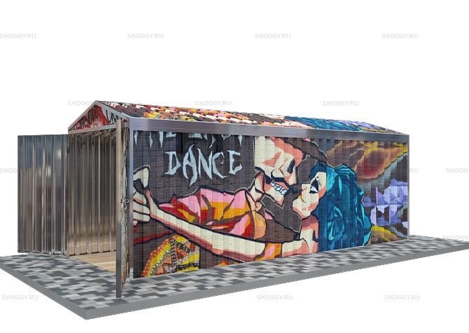 Металлический сарай SKOGGY 6М Стандартный с двускатной крышей и торцевой дверью