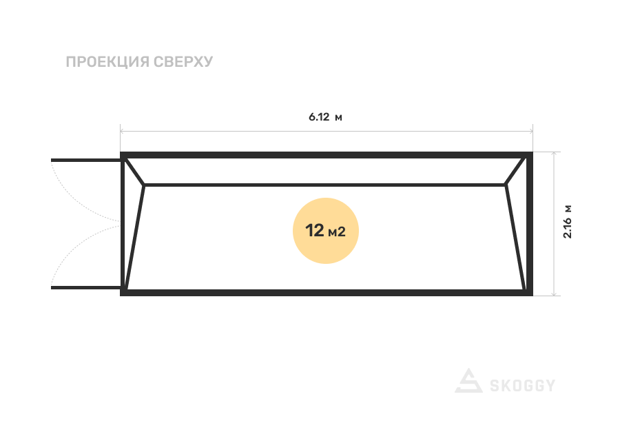 Металлический сарай SKOGGY 6М Стандартный с односкатной крышей