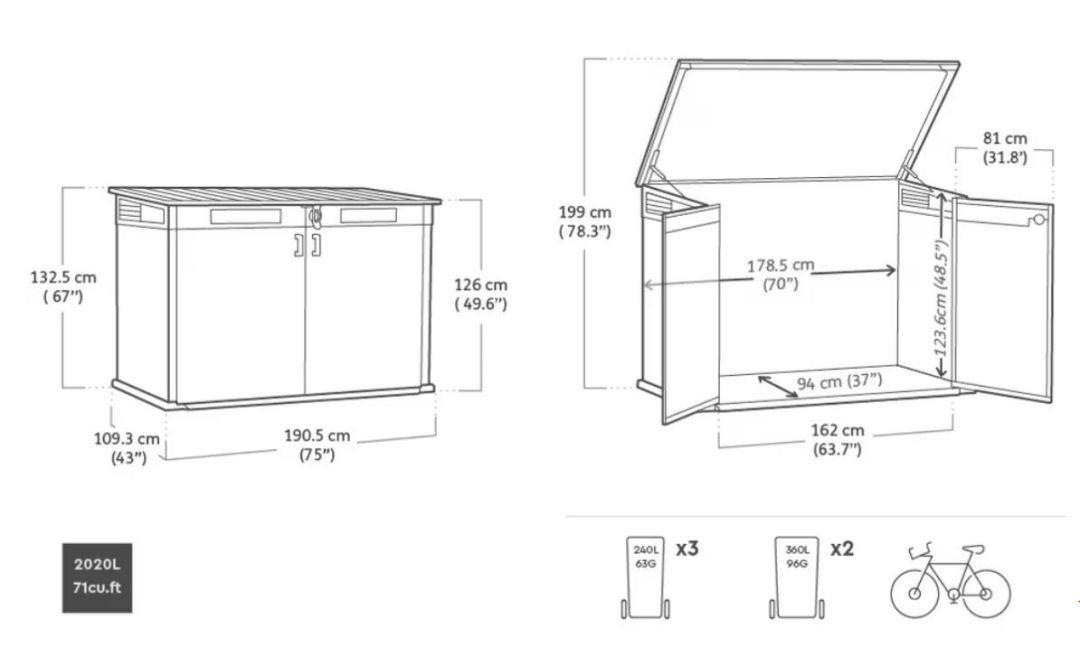 Ящик-шкаф Горизонтальный (Horizontal Shed) 2020 л. коричневый венецианский