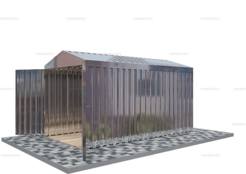 Металлический сарай SKOGGY 4М Стандартный с двускатной крышей и торцевой дверью
