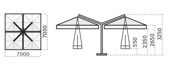 Зонт профессиональный четырехкупольный Alu Poker Dark