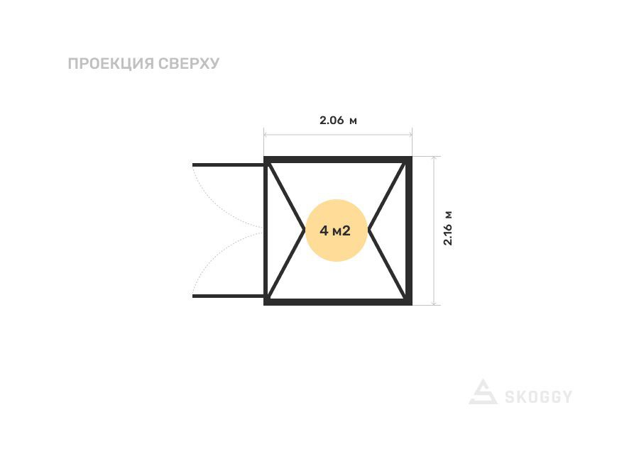 Металлический сарай SKOGGY 2М Стандартный с двускатной крышей
