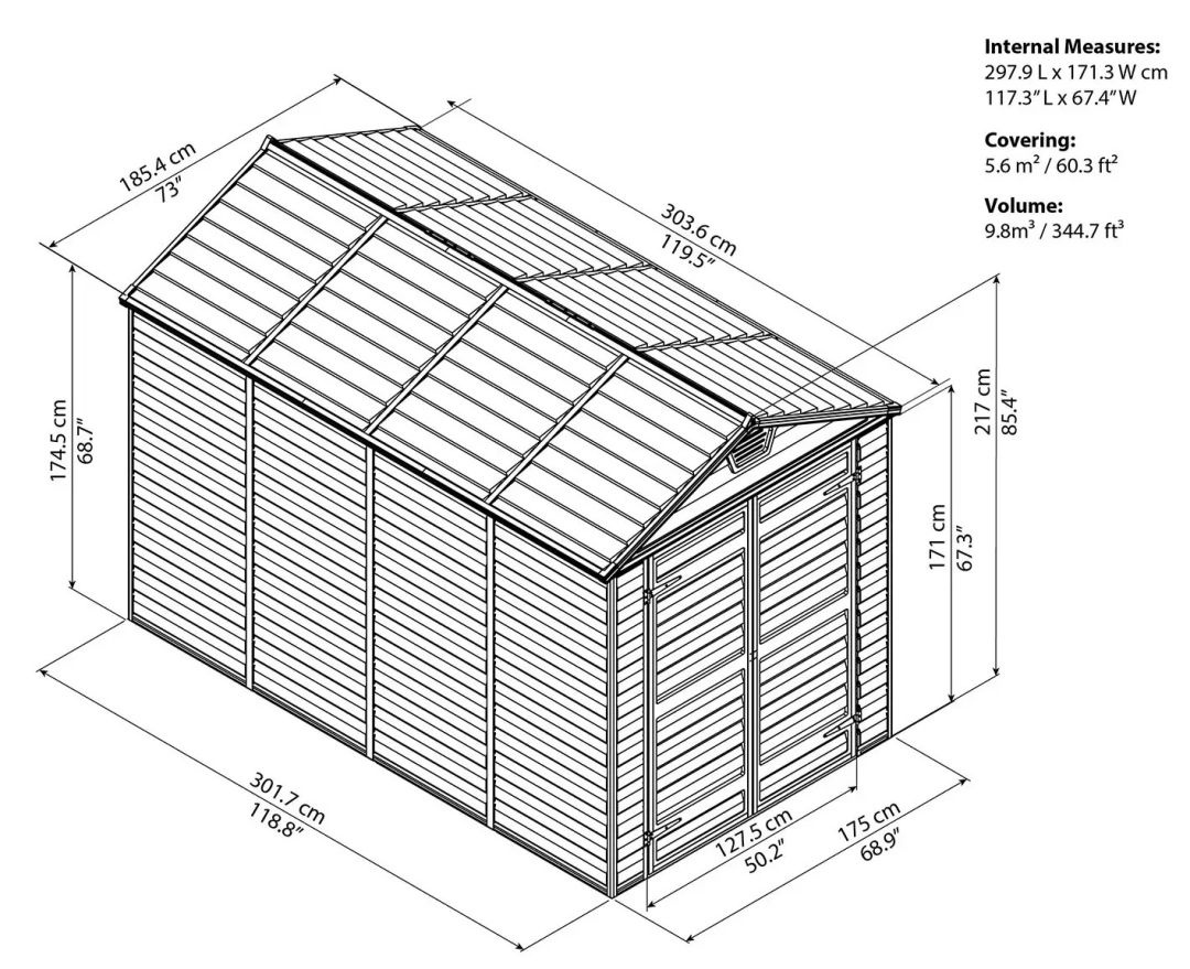 Хозблок пластиковый Palram SkyLight 6x10 ft