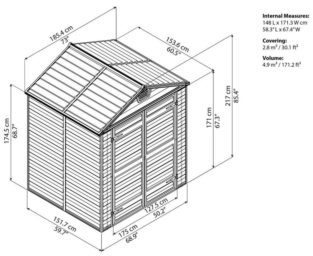 Хозблок пластиковый Palram SkyLight 6x5 ft