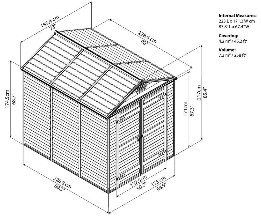 Хозблок пластиковый Palram SkyLight 6x8 ft